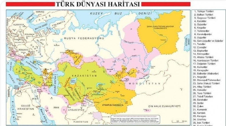 «Թյուրքական աշխարհը».Այս քարտեզներով են սովորում Թուրքիայի և Ադրբեջանի միջնակարգ դպրոցներում